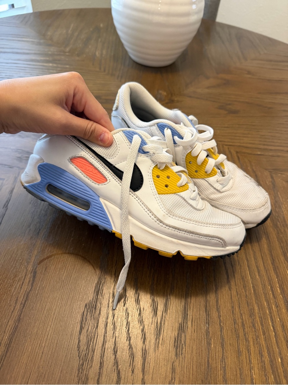 NikeWhite Sneakers with Blue, Yellow & Coral Accents